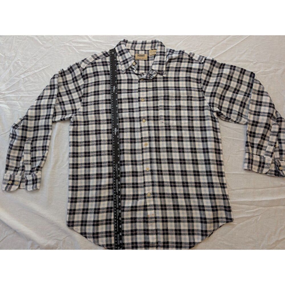 Northwest Territory Mens L Black White Plaid Flannel Shirt Long Sleeve Button Up
